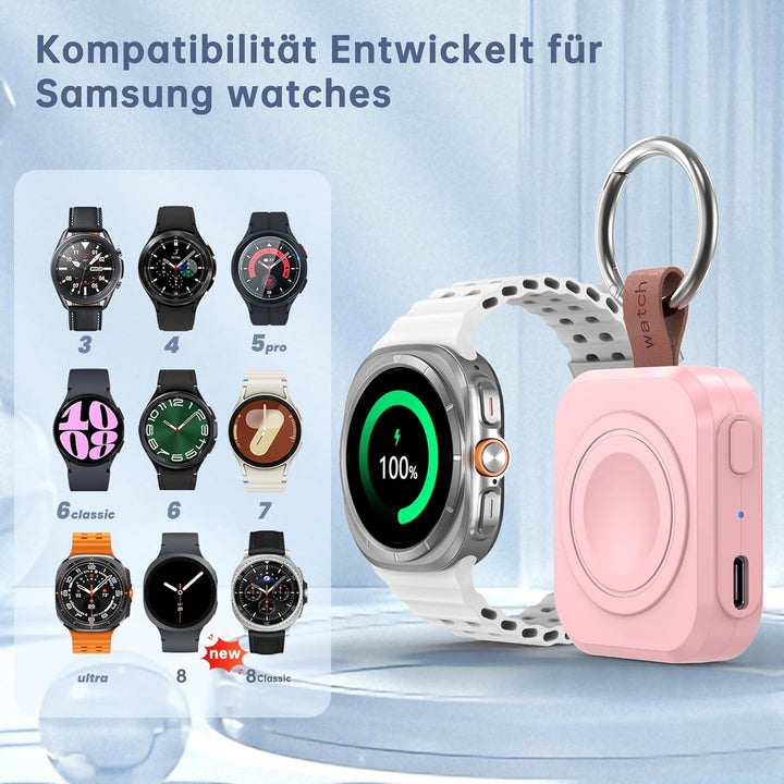 Ladegerät für Samsung Galaxy Watch, 1200 mAh, tragbares Ladegerät für Samsung Galaxy Watch 8/8 Class