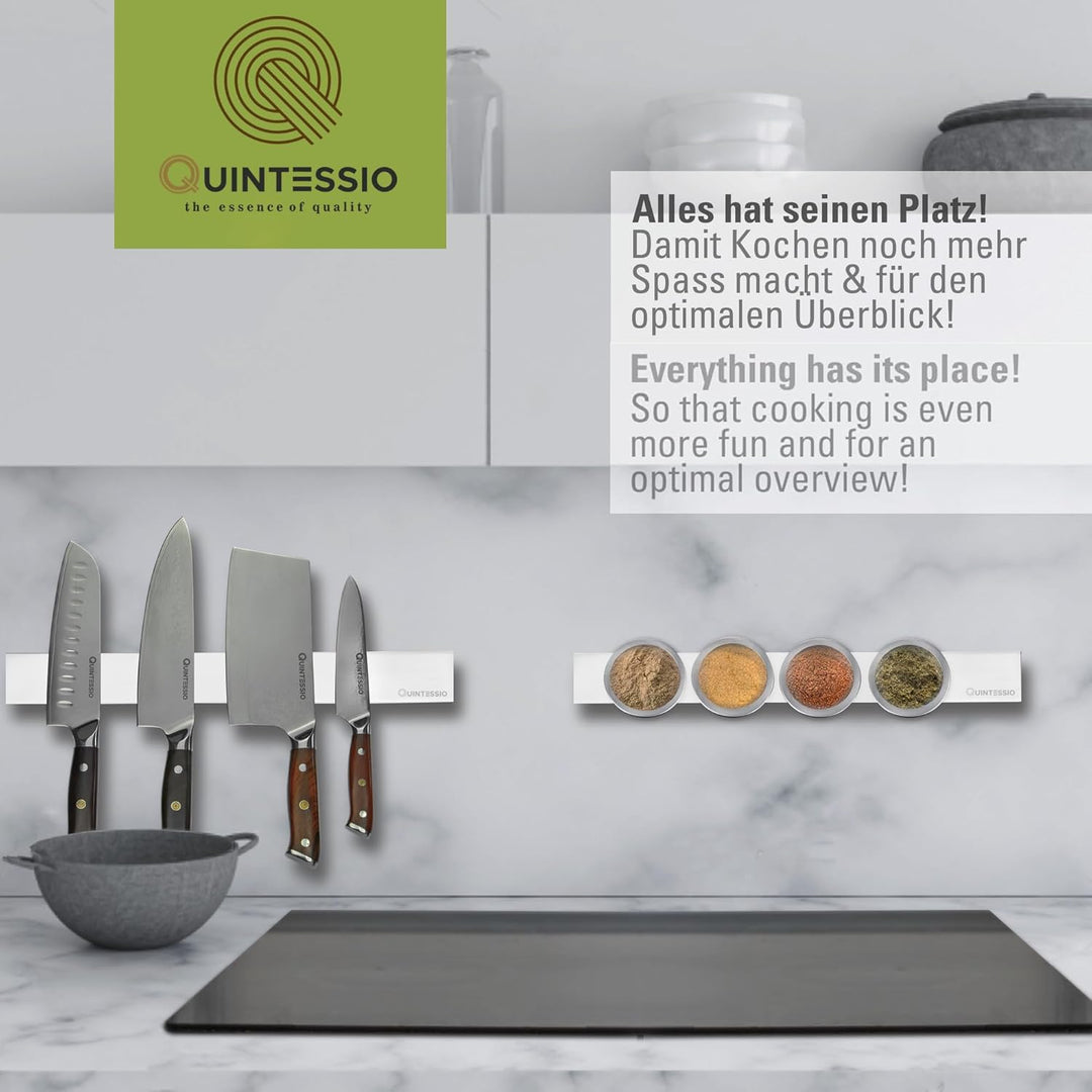 QUINTESSIO - Magnetleiste Messer selbstklebend Edelstahl - Messer Magnetleiste zum Kleben oder Bohre