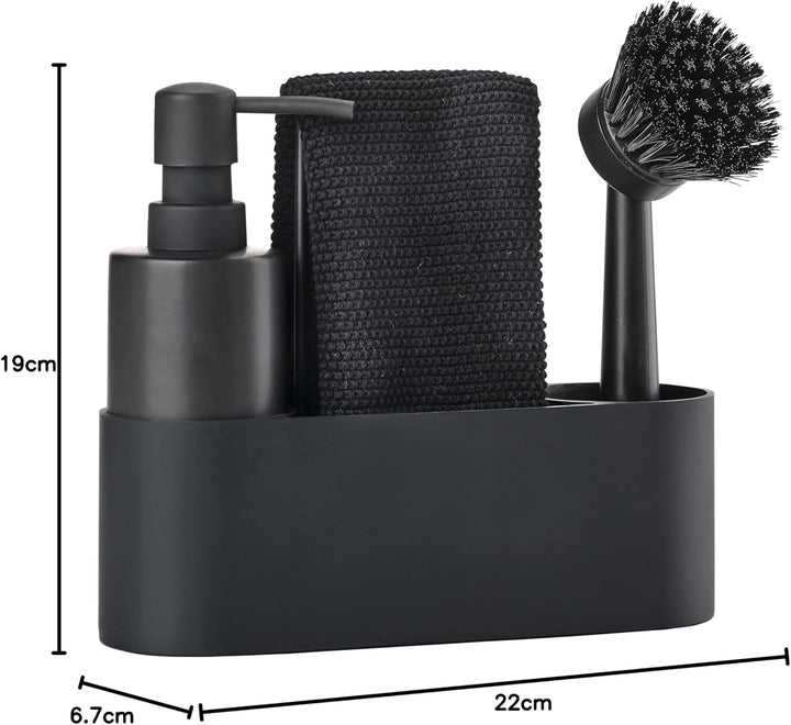 Zone Singles Dishwashing Set 22 x 6,7 x 19 cm 4 DELE Black 22cm Schwarz, 22cm Schwarz