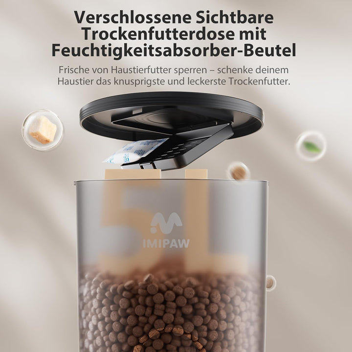 IMIPAW Futterautomat Katze, Katzenfutter Automat mit Programmierbarem Timer, Einfache Bedienung, 1-6