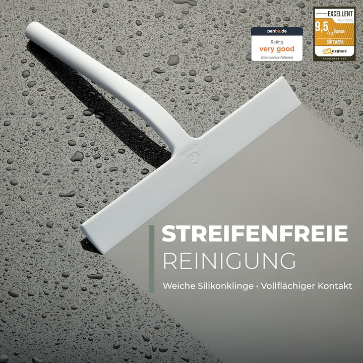 GÜTEWERK Duschabzieher Set, Silikon Abzieher Dusche, Hygienisches Bad Zubehör, Glasabzieher mit Saug