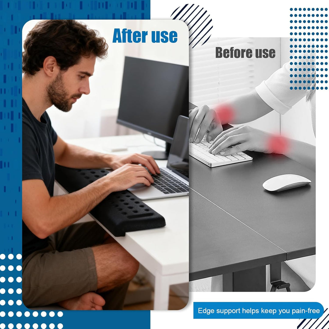 2 Stück L-förmige Ergonomische Handballenauflage Tastatur aus Memory Foam – Tastaturstütze & Ellenbo