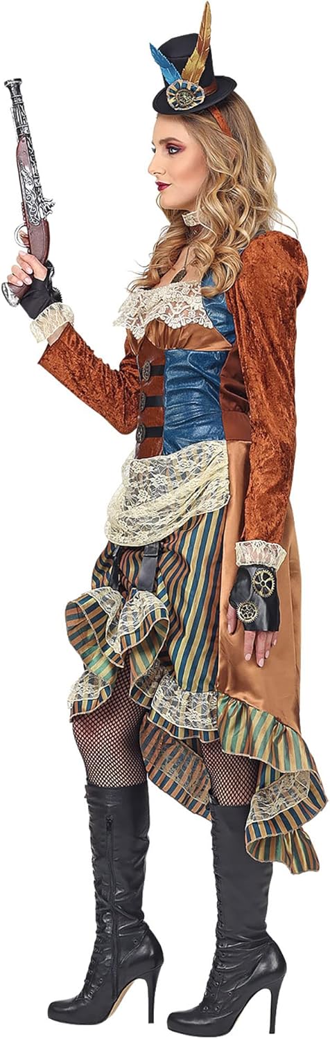"STEAMPUNK" (dress with choker, fingerless gloves, mini top hat) - (XL), XL