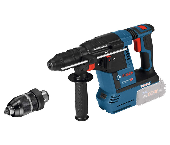 Bosch Professional 18V System Akku Bohrhammer GBH 18V-26 F (inkl. Zusatzhandgriff, Tiefenanschlag, M