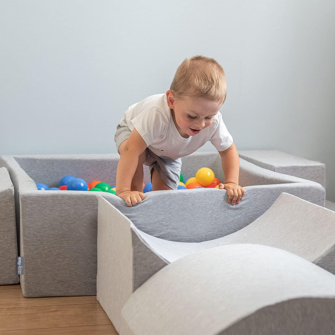 KiddyMoon Spielplatz Aus Schaumstoff Hindernisläufen, Hellgrau Multi-Grösse Hellgrau: Kopfteil/Rampe