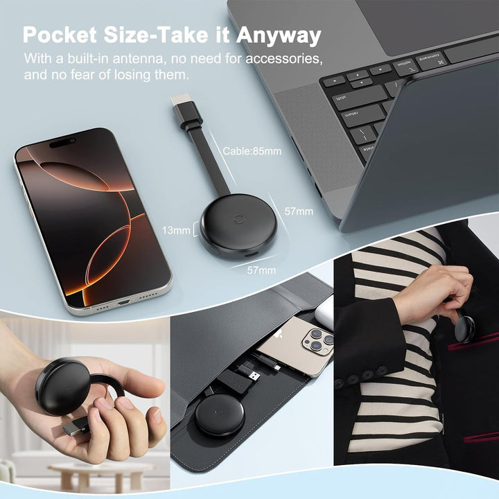 4K Wireless HDMI Display Adapter, 5G HDMI Wireless Dongle Adapter,Mirroring Extender Stream Video/Au