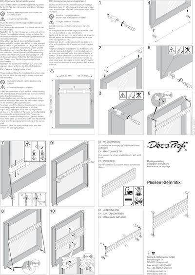 DécoProfi Plissee ohne Bohren Weiss 65cm x 200cm (max. Gesamthöhe Fensterflügel) I Verspannte Plisse