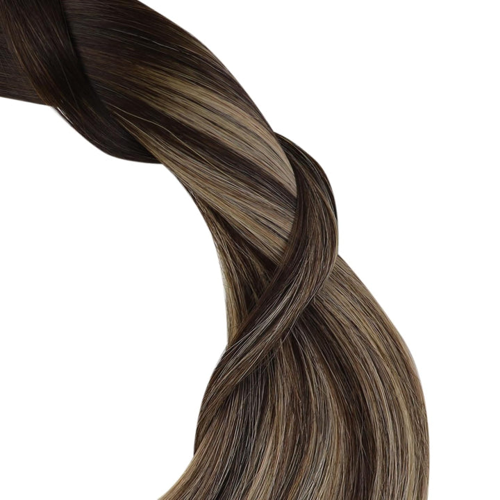 YoungSee Tape in Extensions Echthaar Ombre Echthaar Extensions Tape 50cm Dunkelbraun Balayage Blond
