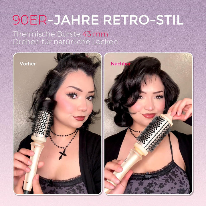 TYMO STYLUX Thermobürste 43mm - Thermal Brush Lockenbürste Styler für natürliche Locken und Blowout,