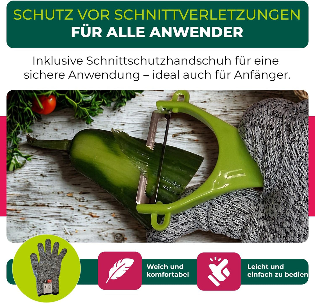 Elyrona - Multifunktion Gemüseschneider & Mandoline – Gemüsehobel mit Auffangbehälter, Würfelschneid