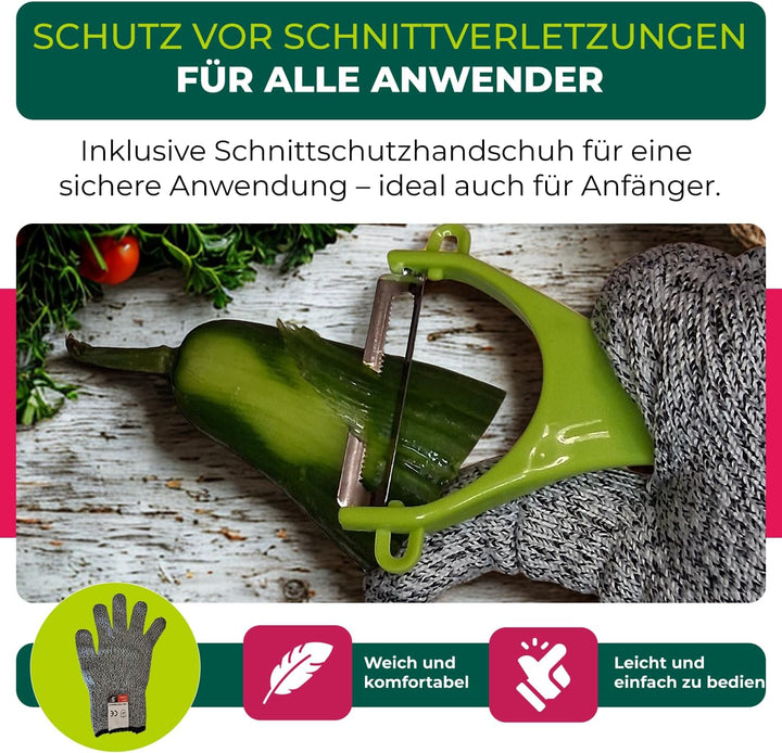 Elyrona - Multifunktion Gemüseschneider & Mandoline – Gemüsehobel mit Auffangbehälter, Würfelschneid