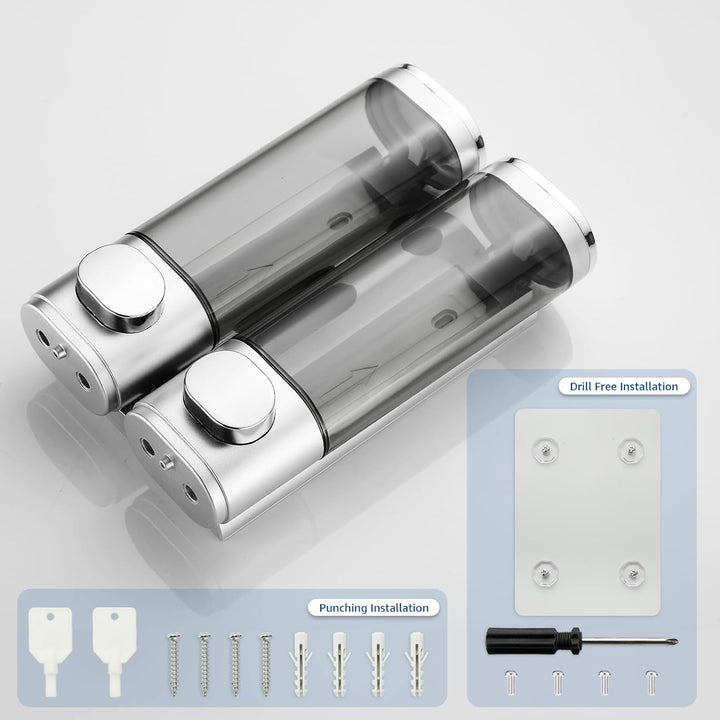 modunful Shampoo Conditioner Dispenser, Shower Dispenser Drill-Free Shampoo Dispenser für Dusche Wan