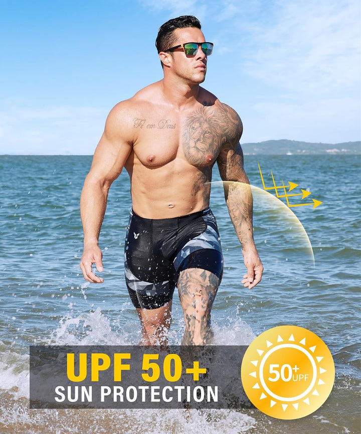HUGE SPORTS Herren Splice Schwimmhose Kompression Jammer Lang Wilde Serie L Hai, L Hai