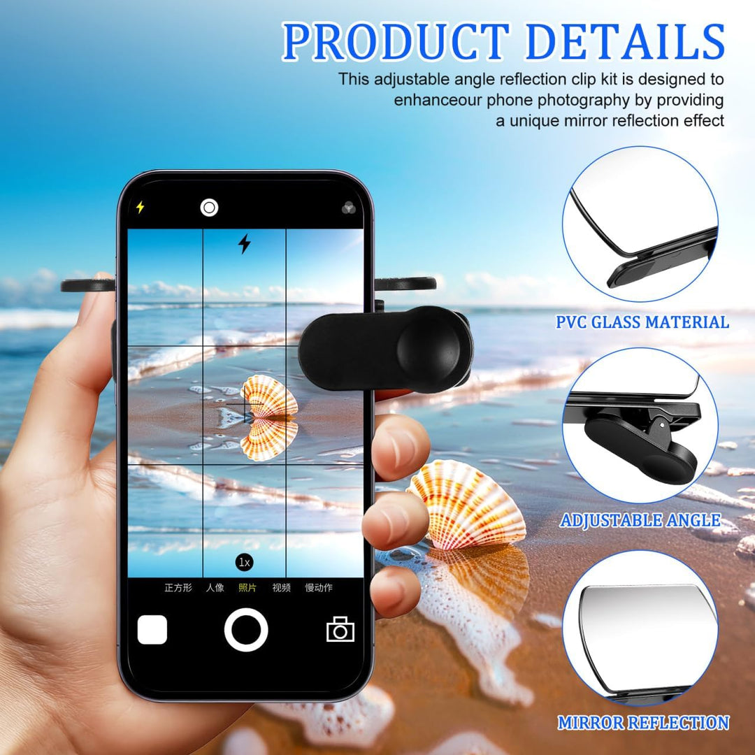 Smartphone Kamera Spiegel Reflexions Clip Set: Handy Spiegelreflektor Verstellbarer Smartphone Spieg