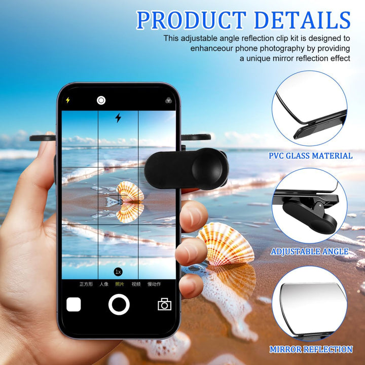 Smartphone Kamera Spiegel Reflexions Clip Set: Handy Spiegelreflektor Verstellbarer Smartphone Spieg