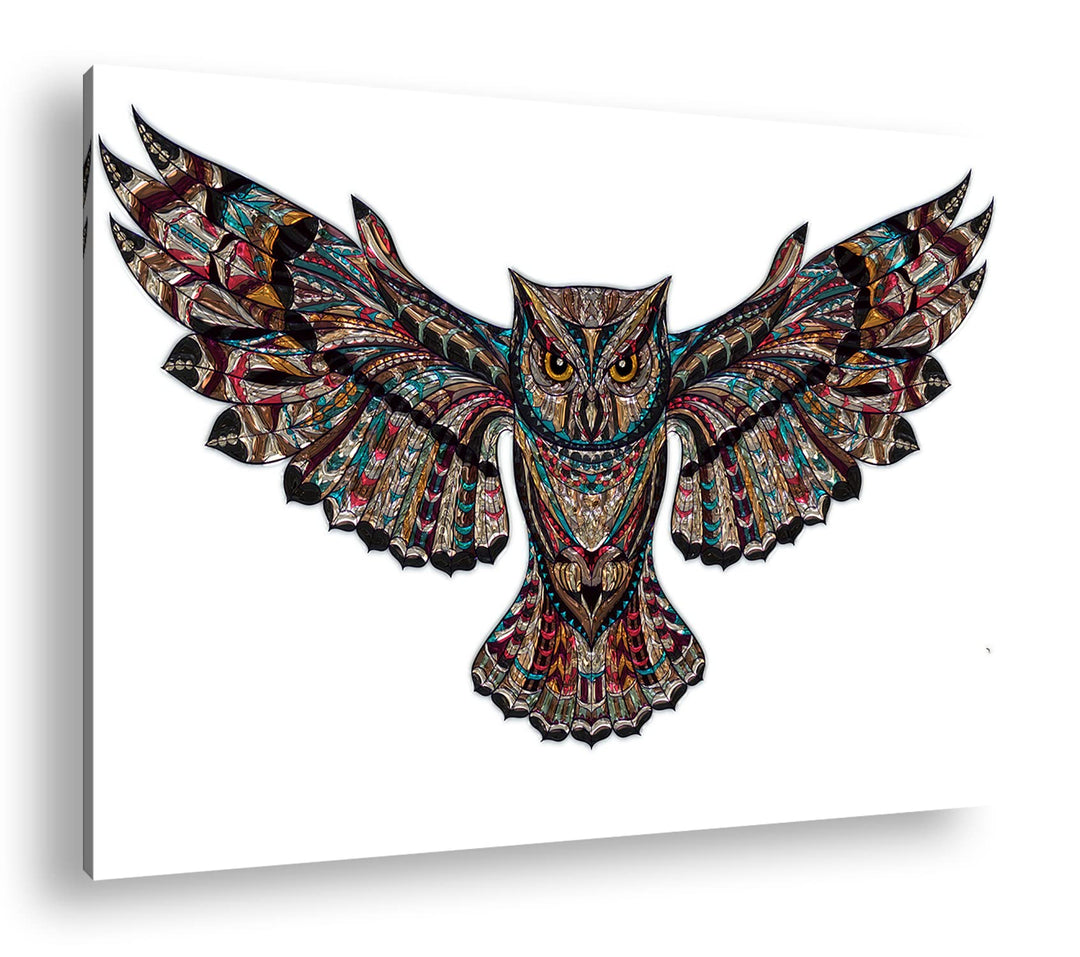 deyoli Mosaik Eule Format:75x50 cm als Leinwandbild, Motiv fertig gerahmt auf Echtholzrahmen, Hochwe