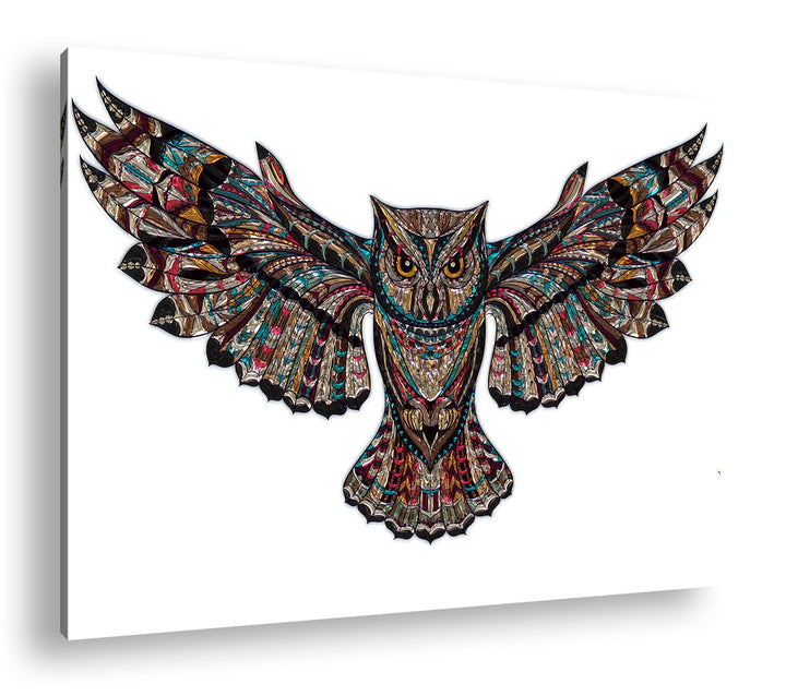 deyoli Mosaik Eule Format:75x50 cm als Leinwandbild, Motiv fertig gerahmt auf Echtholzrahmen, Hochwe