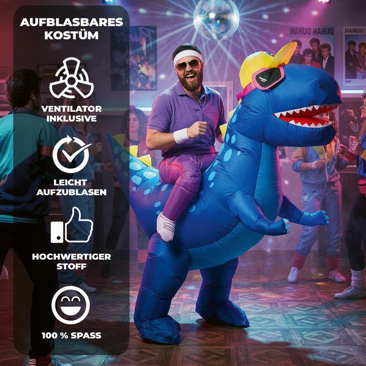 Aufblasbares Kostüm Dinosaurier Blau | Ungewöhnliches Kostüm in Erwachsenengrösse | Aus sehr strapaz