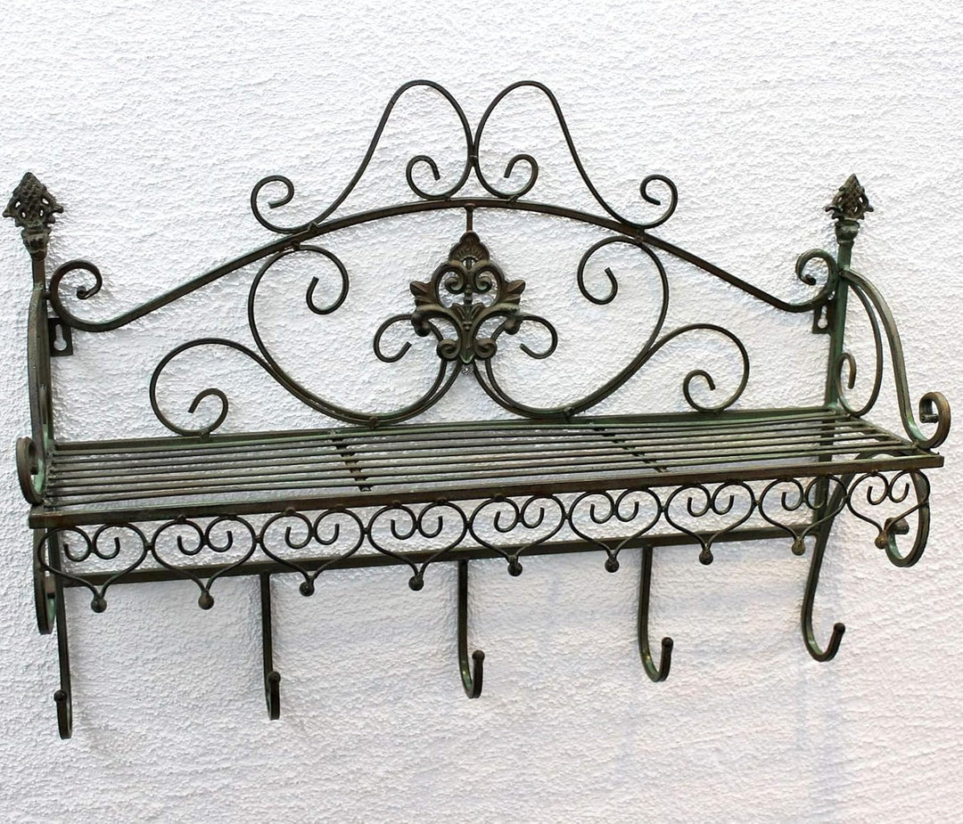 DanDiBo Wandgarderobe Metall mit Ablage 60 cm Malega Kleiderhaken 12205 Wandregal Garderobe Vintage