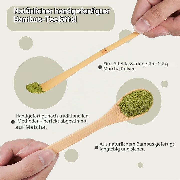 HEI MING Premium Matcha Set 7-teilig – Exklusives Teezeremonie-Set mit Bambus-Chasen (Besen), Grün K