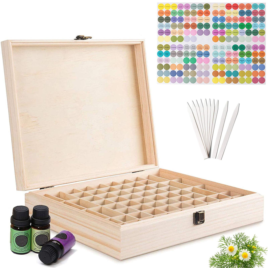 RoseFlower 68 Slots Ätherisches Öl Box aus Holz - Ideales Aufbewahrungsbox Organisator für Ätherisch