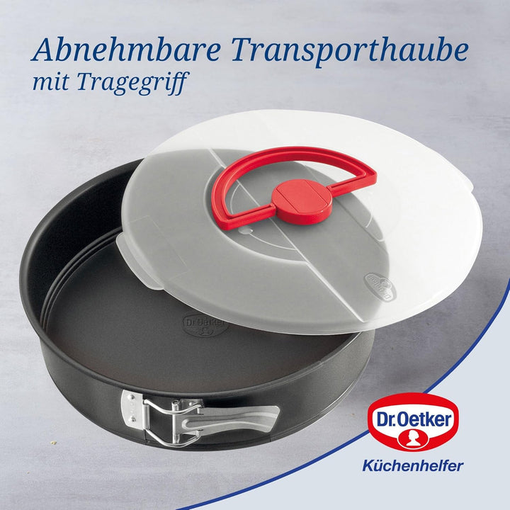 Dr. Oetker Bake & Go Springform mit Haube – Ø 26 cm, Rundes Backblech mit Antihaft, inkl. Deckel Sin