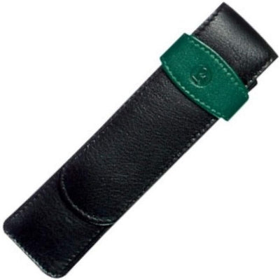 Pelikan 923524 Schreibgeräte-Etui Leder TG 12 Stiftablagen, 1 Stück TG12 Schwarz-grün, TG12 Schwarz-