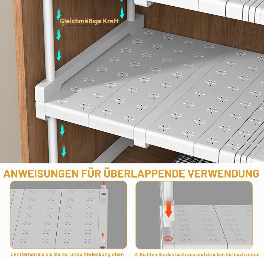Verstellbare Regale für Schrank, Erweiterbares Einlegeböden Schrankregal, Einlegeböden für Schränke,