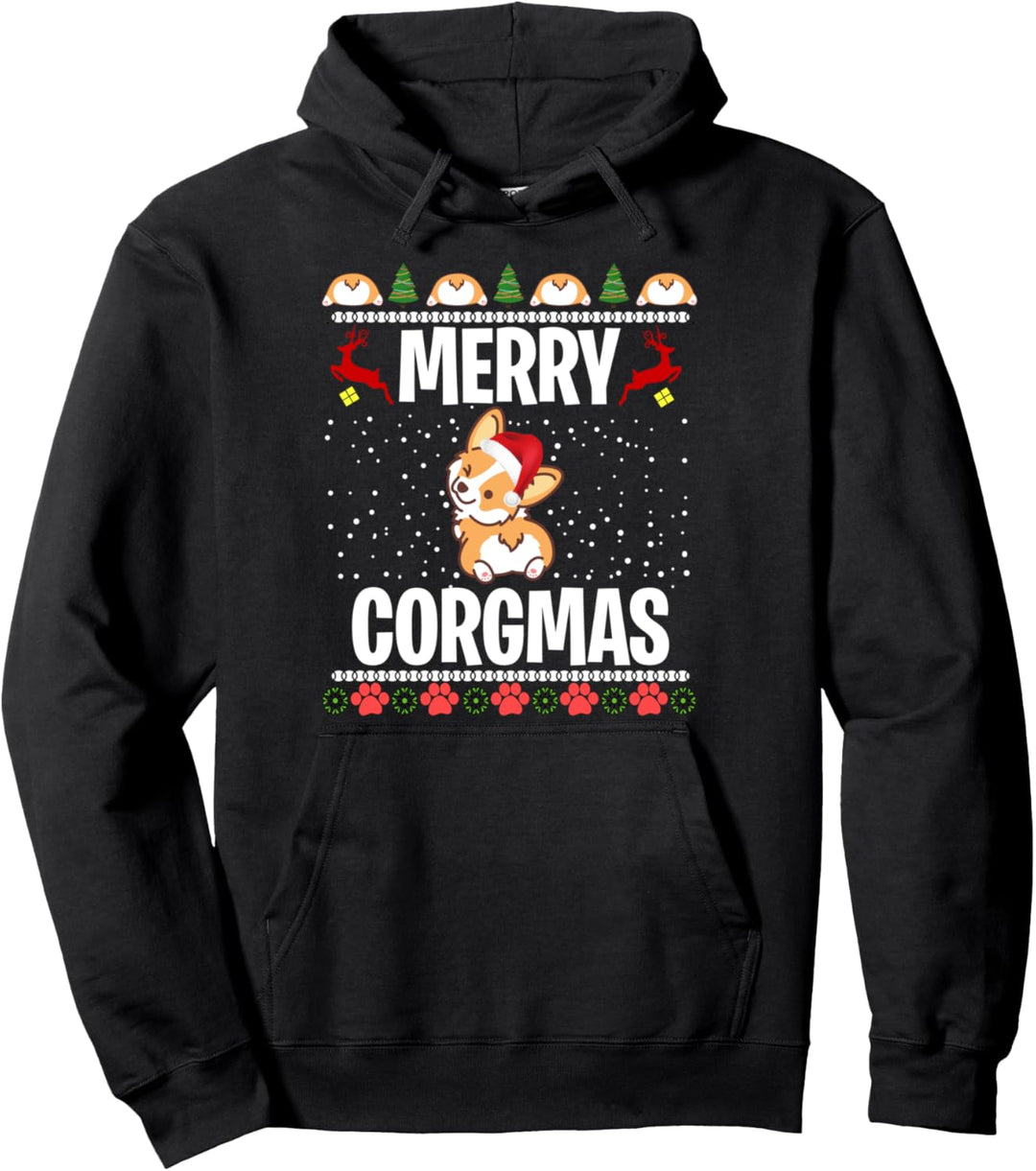 Corgi Ugly Christmas Sweater Merry Corgmas Santa Corgi Pullover Hoodie