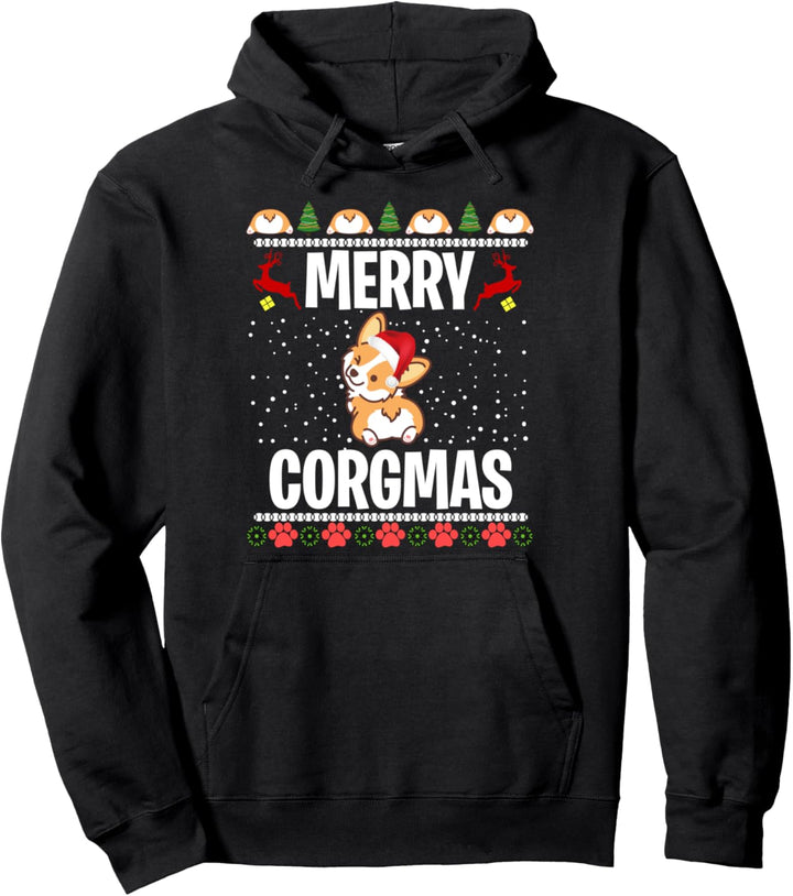 Corgi Ugly Christmas Sweater Merry Corgmas Santa Corgi Pullover Hoodie