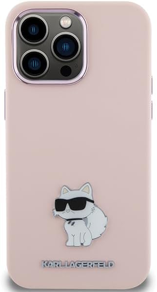 Karl Lagerfeld KLHCP15XSMHCNPP Hülle für iPhone 15 Pro Max 6.7" Rosa Silicone Choupette Metal Pin