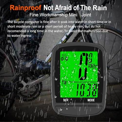 Denash Fahrradcomputer, Kabelloser Fahrrad-Tachometer mit 24 Funktionen, Automatischer Sleep-Wake-Up