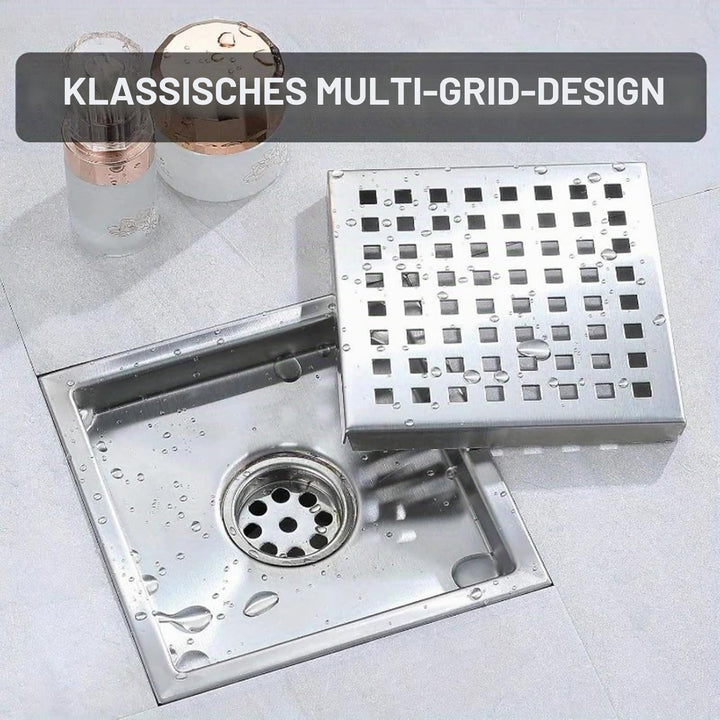 Bodenablauf Duschrinne Quadratisch Edelstahl,15x15cm,Bodenablauf Dusche Haarfilter 2 in 1 Befliesbar