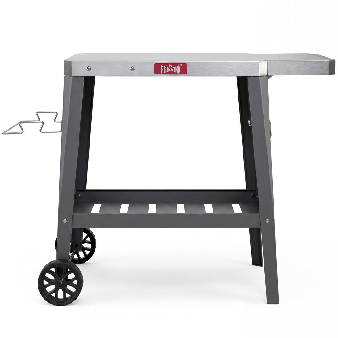 Feasto Grillwagen mit Klappbarem Beistelltisch, Grilltisch mit Rollen, Servierwagen Outdoor für Gart