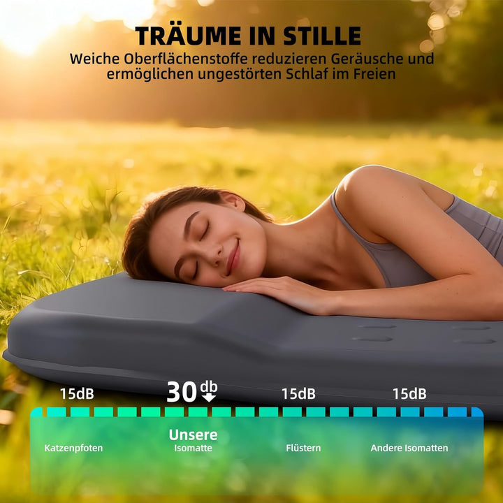 KASIMO Isomatte Selbstaufblasend Camping Matratze, R-Wert 9,5 Ultra-Dicke Memory-Foam Schlafmatte mi