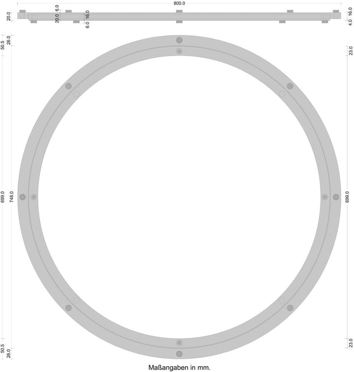 Gedotec Schwerlast-Drehbeschlag 360° Drehscheibe drehbar Ø 800 mm | Drehteller Stahl silber | Druckk