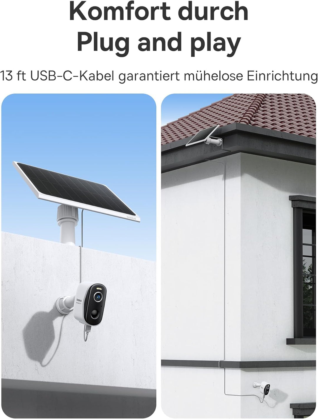 Baseus Security Überwachungskamera Aussen Solar Kabellos 16TB Erweiterbarer Speicher, Ewige Energie,