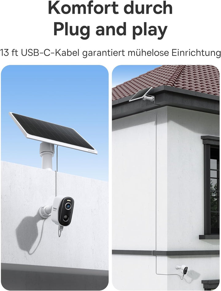 Baseus Security Überwachungskamera Aussen Solar Kabellos 16TB Erweiterbarer Speicher, Ewige Energie,
