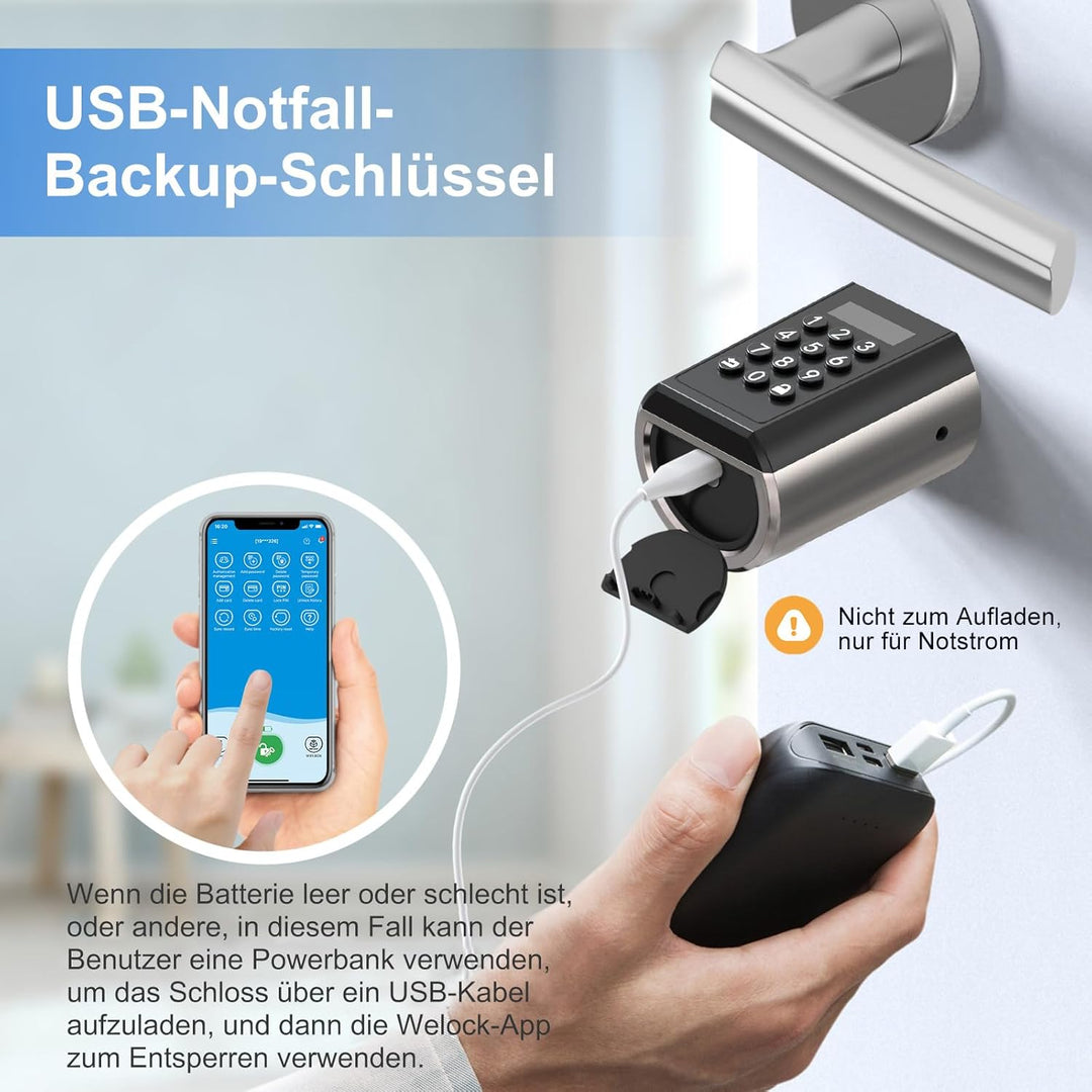 WELOCK PCB51 Elektronisches Türschloss mit Passwort,RFID-Karte,APP,WiFi,Elektronisches Türschloss ha