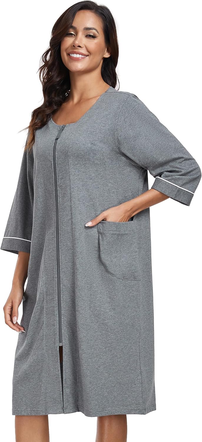 COLORFULLEAF 100% Baumwolle Morgenmantel Damen Bademäntel Leicht Kurz Sauna Kimono Weiche Frauen Nac
