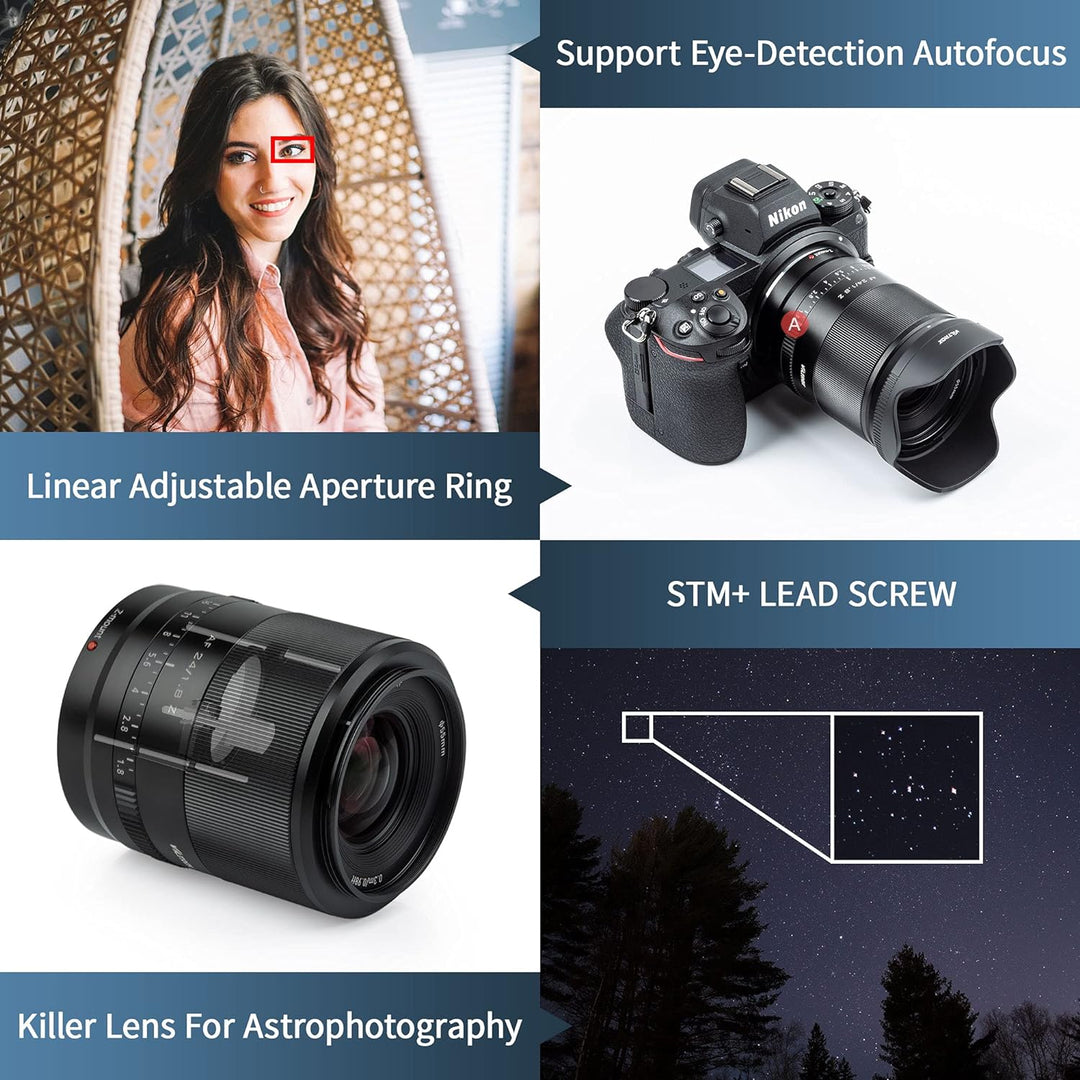 VILTROX AF 24mm F1.8 Z-Mount Weitwinkel Objektiv für Nikon Kameras Z fc Z7 II Z6 II Z5 Z6 Z7 Z50 (Vo