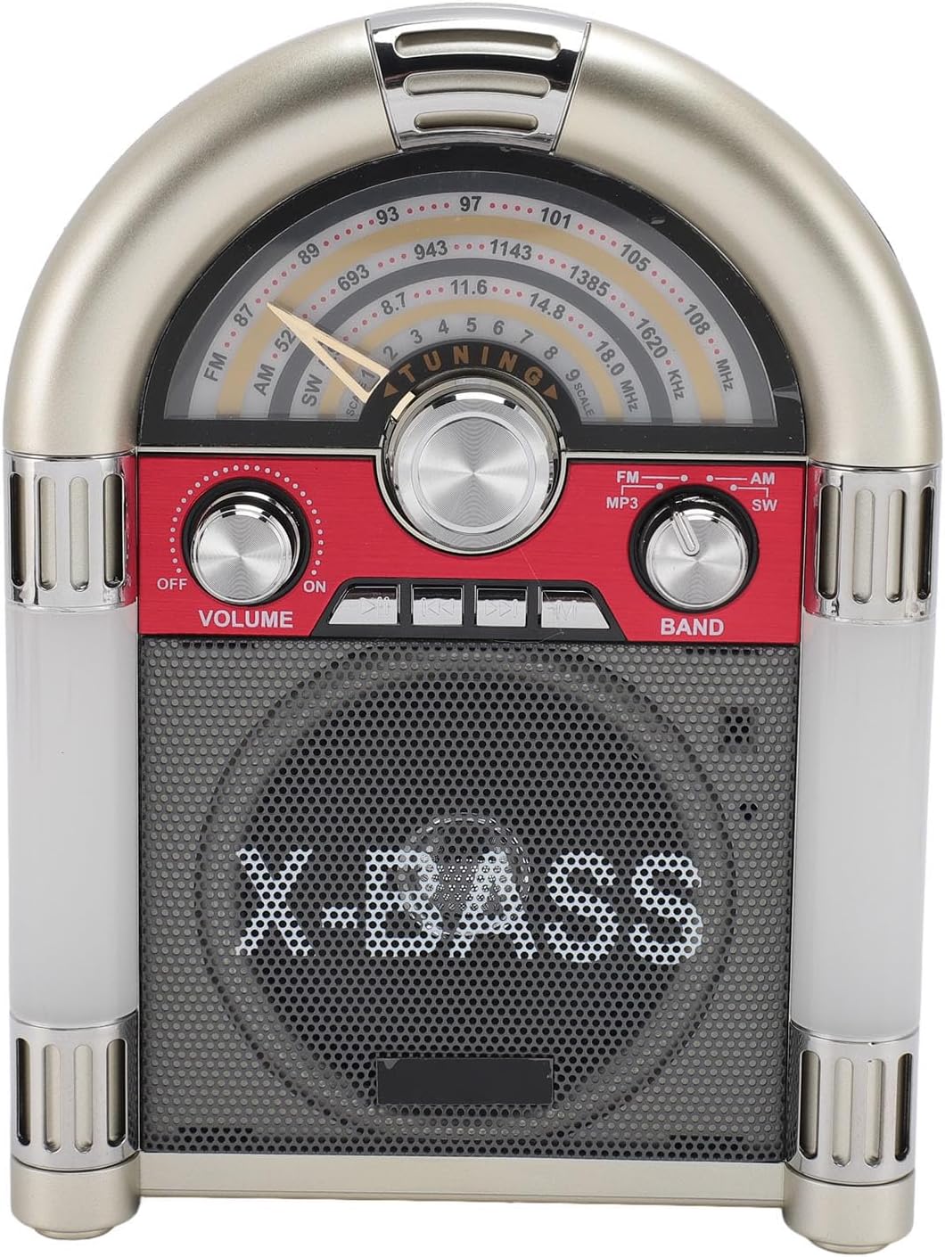 AM FM Vintage-Radio, Tragbares Retro-Kurzwellenradio mit Bluetooth-Lautsprecher, Wiederaufladbare Re
