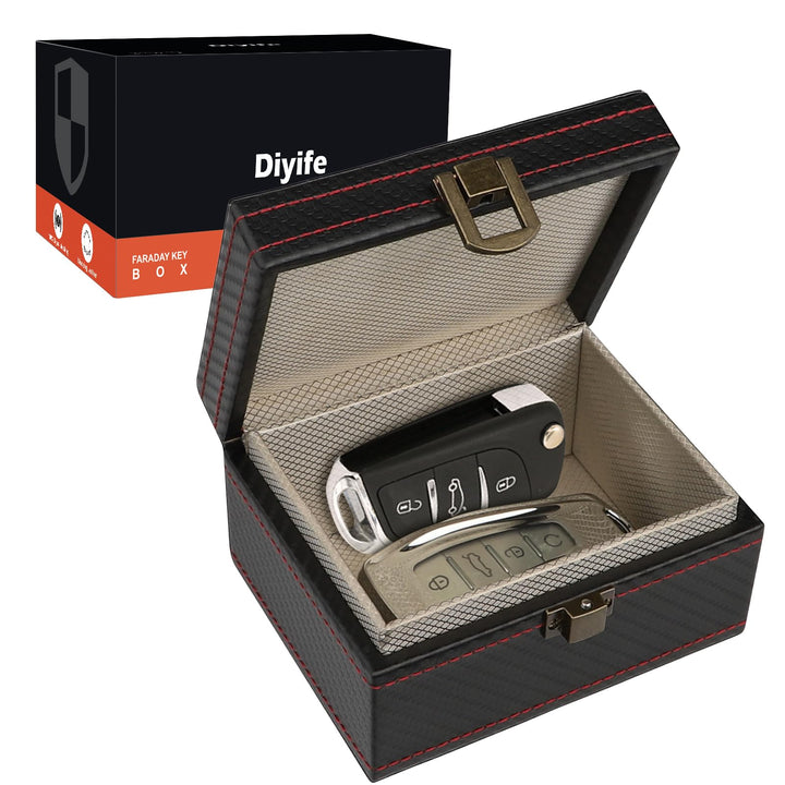 Diyife Autoschlüssel Faraday Box, Keyless Go Schutz Autoschlüssel Box, Premium Leder Anti-Diebstahl