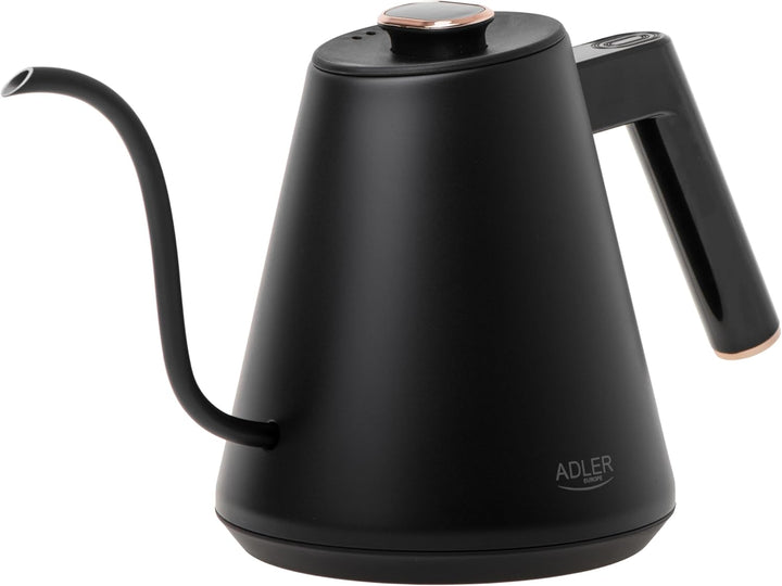ADLER EUROPE AD 1349 Wasserkocher 1L – Schwarz-Gold, LED-Temperaturanzeige, 900W, Temperaturregulier