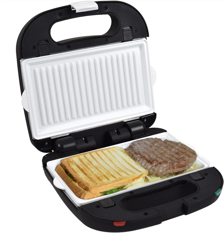 Syntrox Germany Kombigerät mit Wechselplatten SM-1500W Perom, Antihaftbeschichtet, Edelstahl, Schwar