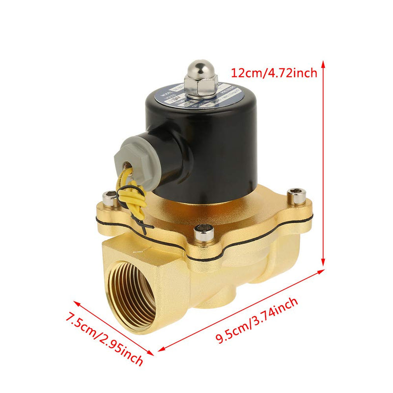 Elektroventil, DC 12V 1 Zoll Messing 2-Wege 2-Position Elektromagnetventil Magnetisch Luft Normalerw