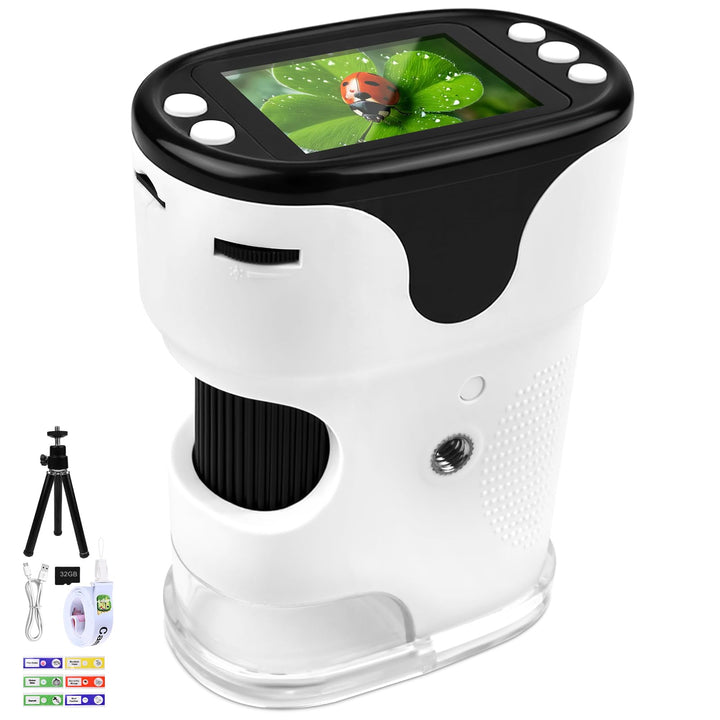 Mikroskop für Kinder 1000X 4K Digitales Mikroskop für Kinder 2,0″IPS-Display &amp; 8 LED,720P HD Tragbar