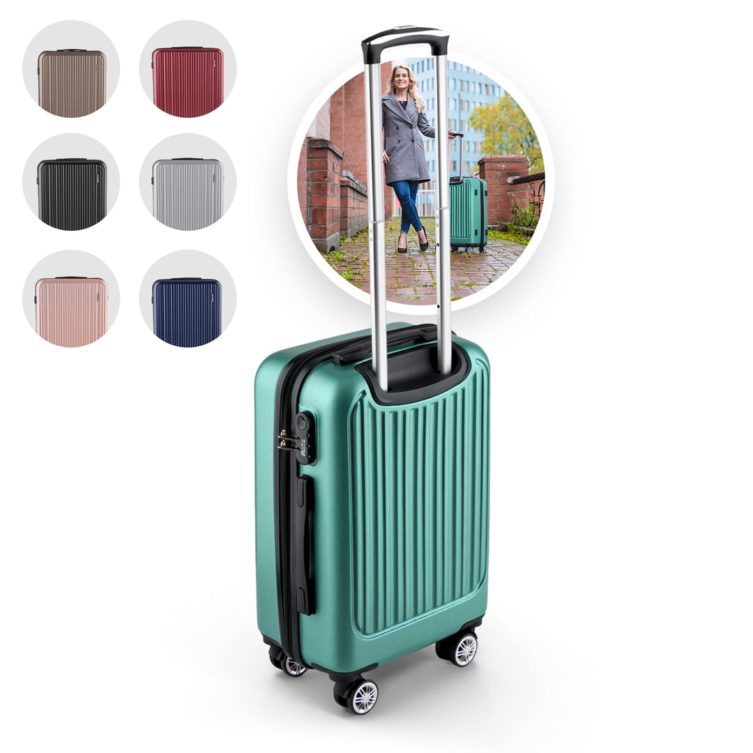ABS Hartschalenkoffer - Ergonomisch &amp; Sicher - Kleiner Trolley Koffer mit 360° Rädern, Zahlen Schlos