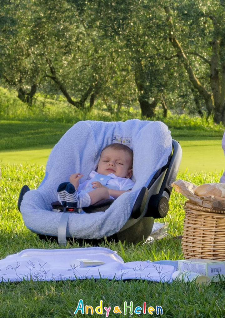 ANDY & HELEN Bezug für Babyschale aus Frottee, Bestickt, praktischer und bequemer Bezug durch elasti