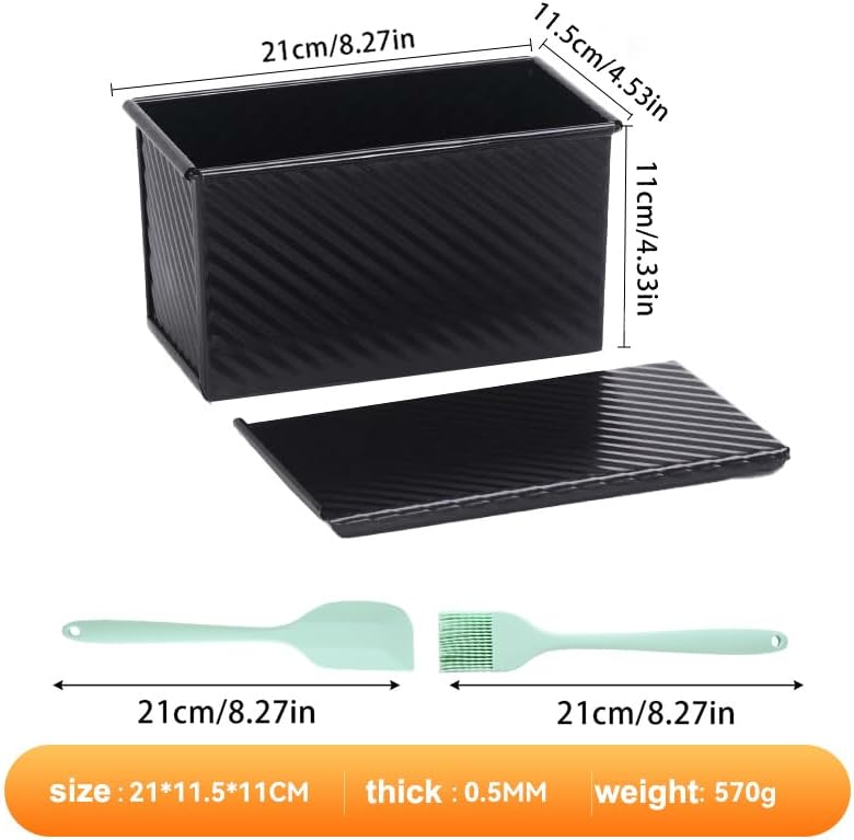 Toastbrotform Aluminium, Toastbrot Backform Mit Deckel 450g, Brot Antihaft Brotformen, Mit Teigschab